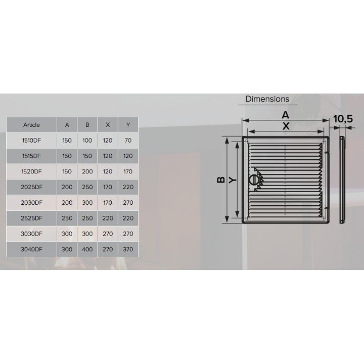 Porte di ispezione ventilate DEKOFOT 200x300 con maniglia cromata, vista del prodotto finale