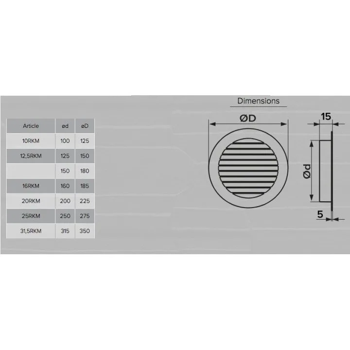 Griglia di ventilazione rotonda D100 in lega di alluminio - Akvavent