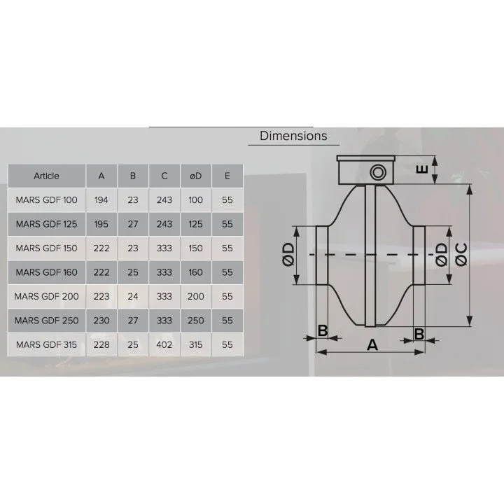 Ventilatore radiale a tubo MARS GDF 315 – capacità di 1500 m³/h