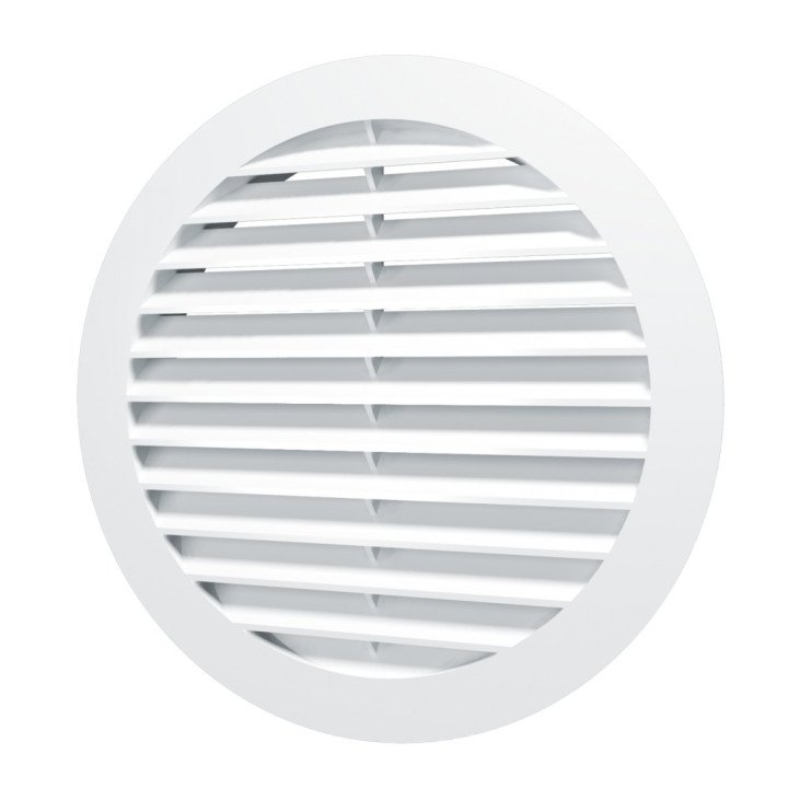 16RKN, Griglia rotonda esterna D200 con flangia D160, plastica ASA