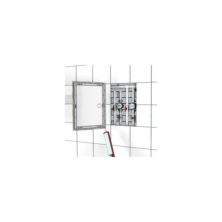 Porta di ispezione 122x122 L1010R con maniglia e flangia - Akvavent