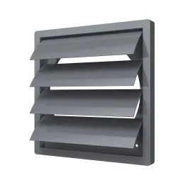 4141K35,5F grigio, Griglia di scarico con serrande a gravità 410x410 con flangia D355, grigia, plastica ASA