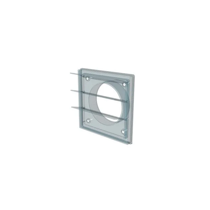 4141K35,5F grigio, Griglia di scarico con serrande a gravità 410x410 con flangia D355, grigia, plastica ASA