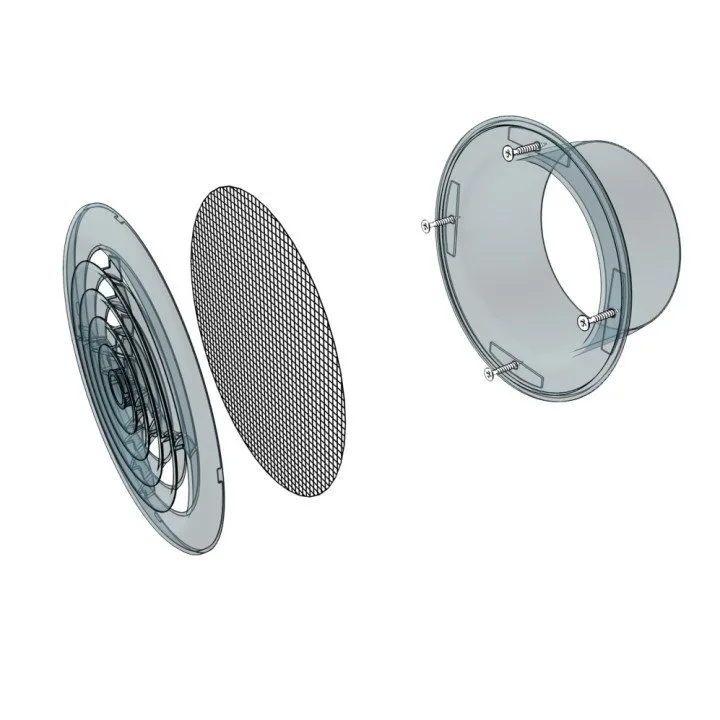Diffusore D125 per l'uscita dell'aria con tappo e flangia 12,5DK - Akvavent