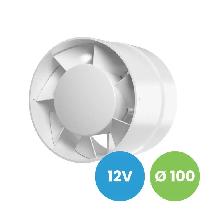 Ventilatore tubolare eco 100 mm, 12 V AC per ambienti umidi