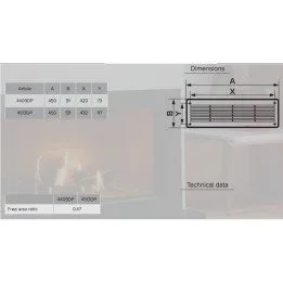 Griglia di ventilazione rimovibile 450x131 marrone, confezione da 2 pezzi in polipropilene