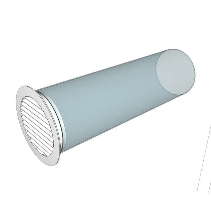 15RKN grigio, Griglia rotonda esterna D200 con flangia D150, plastica ASA