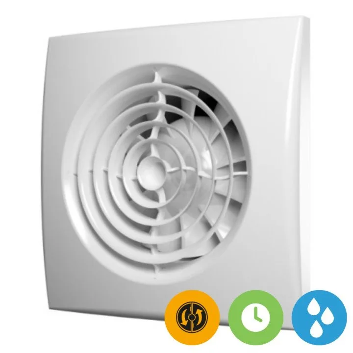 Ventilatore silenzioso per bagno con sensore di umidità e timer, Ø 125 mm