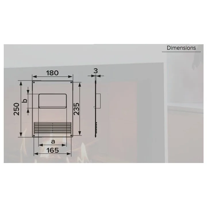 612PTGR, Pannello inferiore verticale in plastica con griglia 180x250 e flange 60x120