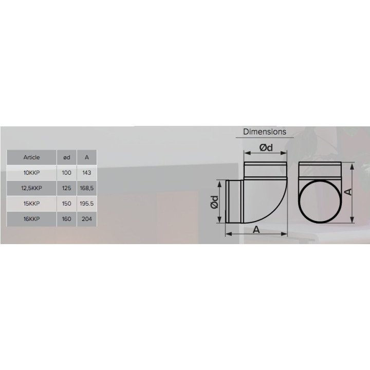 Gomito rotondo 90° D125 per sistemi di canalizzazione, immagine 4 della gallery