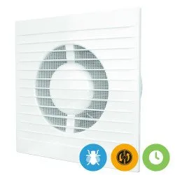Ventilatore per bagno conveniente fi 100 mm con sensore di luce e timer, E 100 S C MRe