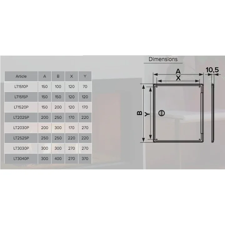 Porta di ispezione 300x300 con maniglia LT3030P a prezzo vantaggioso - Akvavent