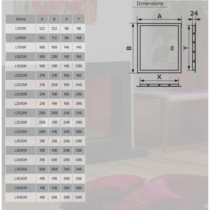 Porta di ispezione L1520R 150x200 168x218 a un prezzo conveniente - Akvavent