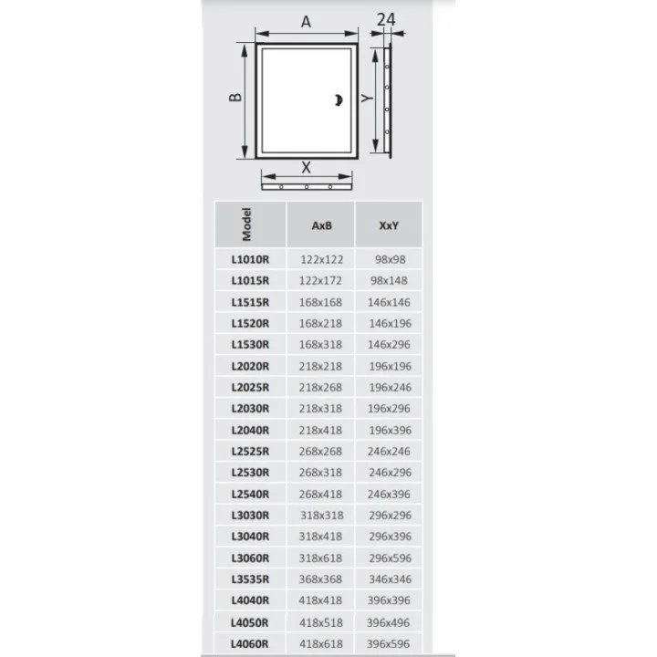 Porta di ispezione L2030R 218x318 prezzo - Akvavent