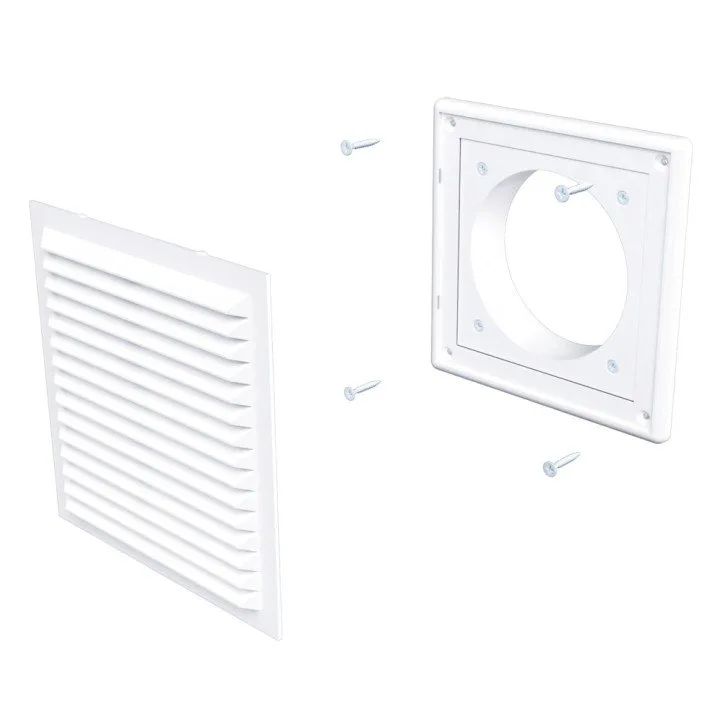 Griglia di ventilazione rettangolare 183x253 con collare D125 - Akvavent
