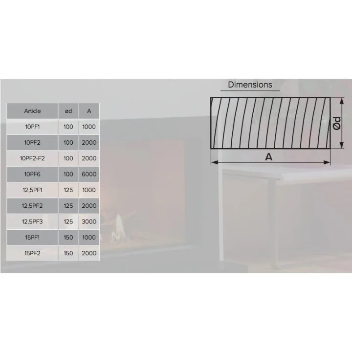 10PF2, Canale d'aria in PVC flessibile D 2m diametro 100