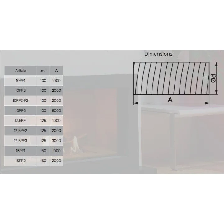 12,5PF2, Canale d'aria flessibile in PVC D 2m diametro 125