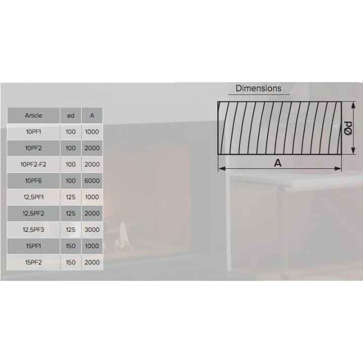 12,5PF3, Canale aereo flessibile in PVC D 3m diametro 125