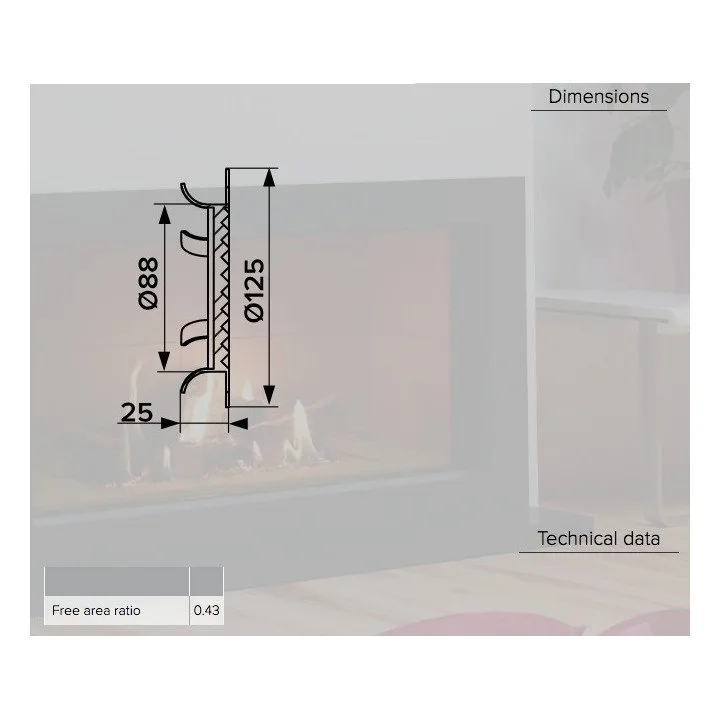 Griglia di ventilazione rotonda D125 con flangia D88 10RKL - Akvavent