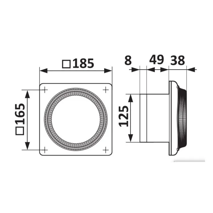 DISC 5C, Ventilatore assiale con valvola di ritegno BB D125