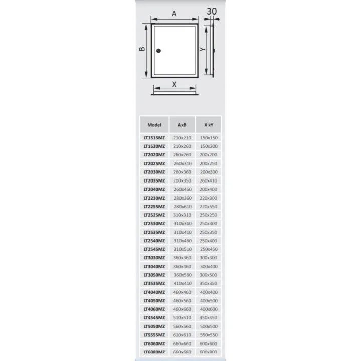 Porte di ispezione in acciaio LT4060MZ 460x660 con flangia prezzo - Akvavent