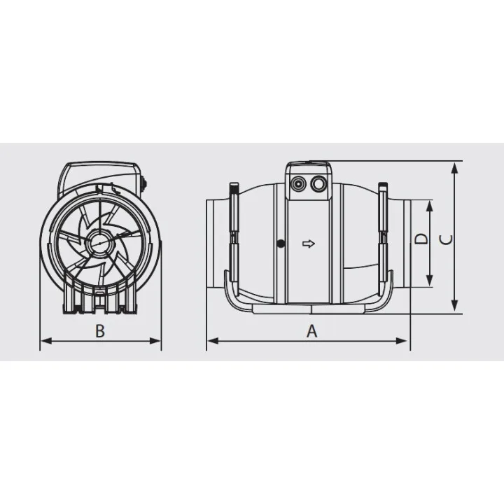 Ventilatore assiale tubolare TYPHOON 100 2SP – 2 velocità, IP44