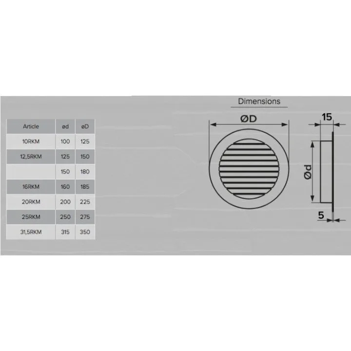 Griglia di ventilazione rotonda in alluminio 15RKM - Akvavent