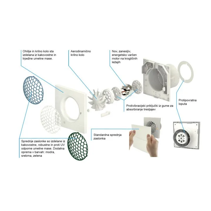 Ventilatore da bagno silenzioso ed energeticamente efficiente Quiet-Q Style TH