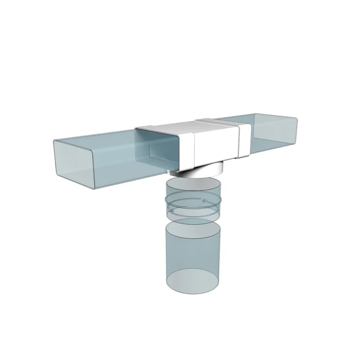 620TF12,5P, T-giunto con canale rettangolare 60x204 e distributore d'aria con flangia D125