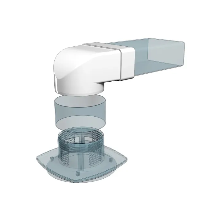 620SK12,5KP, giunto a 90° tra il canale rettangolare 60x204 e il canale tondo D125