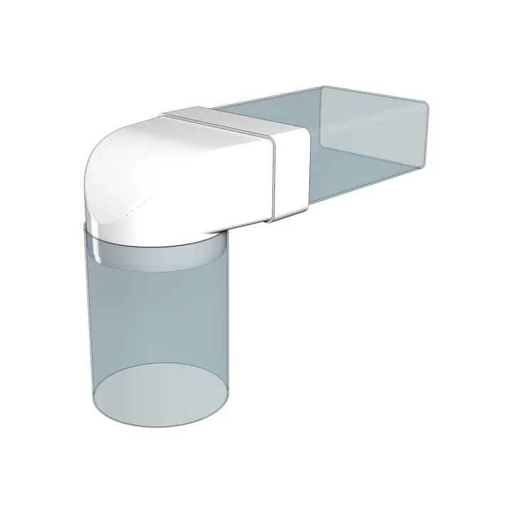 620SK16KP, raccordo a 90° tra un canale rettangolare 60x204 e un canale rotondo D160