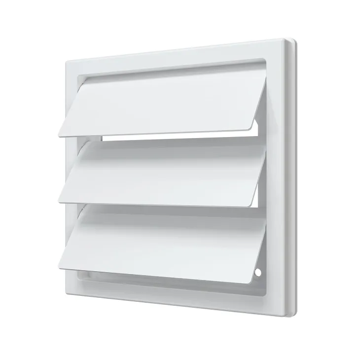 1515K12,5F , Griglia di scarico con sportelli di peso 150x150 e flangia D125 (plastica ASA)