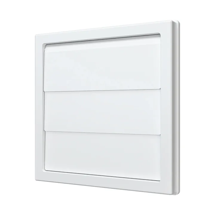 1515K12,5F , Griglia di scarico con sportelli di peso 150x150 e flangia D125 (plastica ASA)