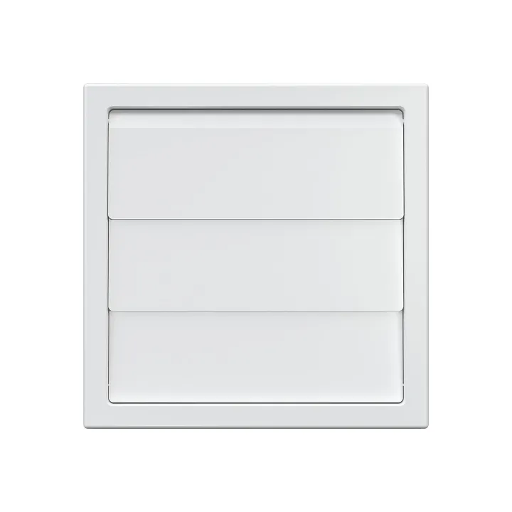 1515K12,5F , Griglia di scarico con sportelli di peso 150x150 e flangia D125 (plastica ASA)