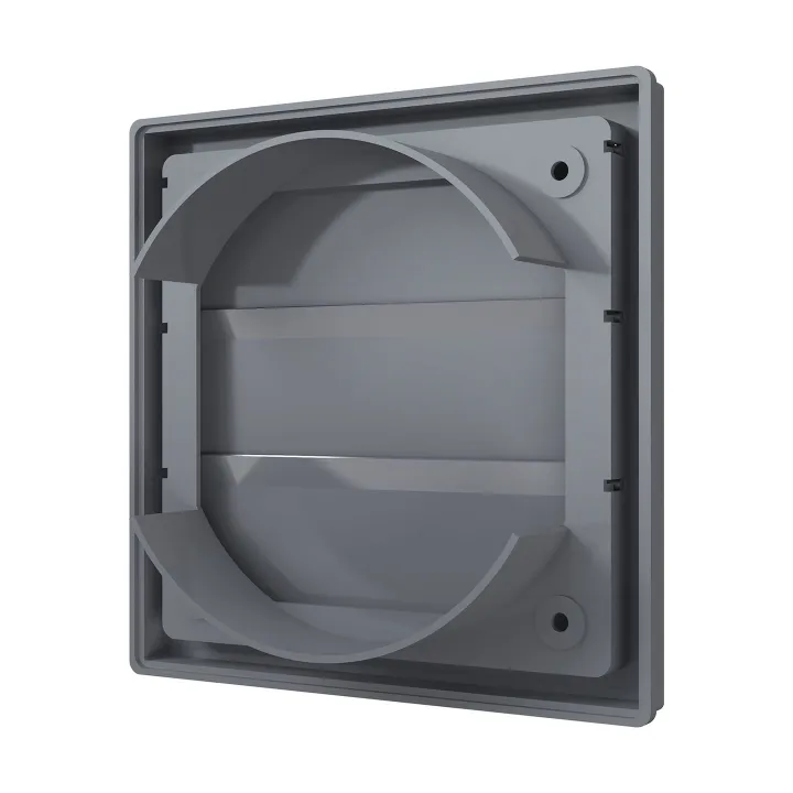 1515K12,5F grigio, Griglia di scarico con sportelli di gravità 150x150 e flangia D125, grigio (plastica ASA)