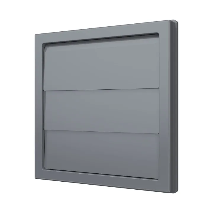 1919K15.16F grigia, Griglia di sfogo con valvole di peso 190x190 con flangia D160, grigia, plastica ASA