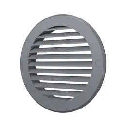 12RKN grigio, Griglia rotonda esterna D150 con flangia D125, plastica ASA
