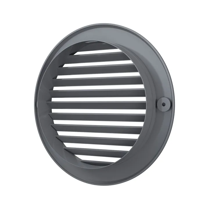 12RKN grigio, Griglia rotonda esterna D150 con flangia D125, plastica ASA