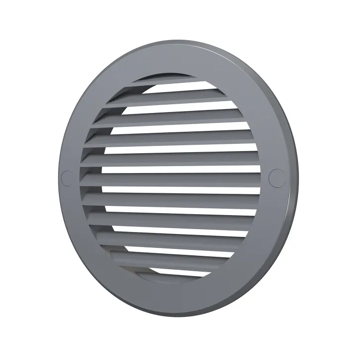 15RKN grigio, Griglia rotonda esterna D200 con flangia D150, plastica ASA