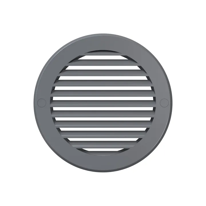 15RKN grigio, Griglia rotonda esterna D200 con flangia D150, plastica ASA