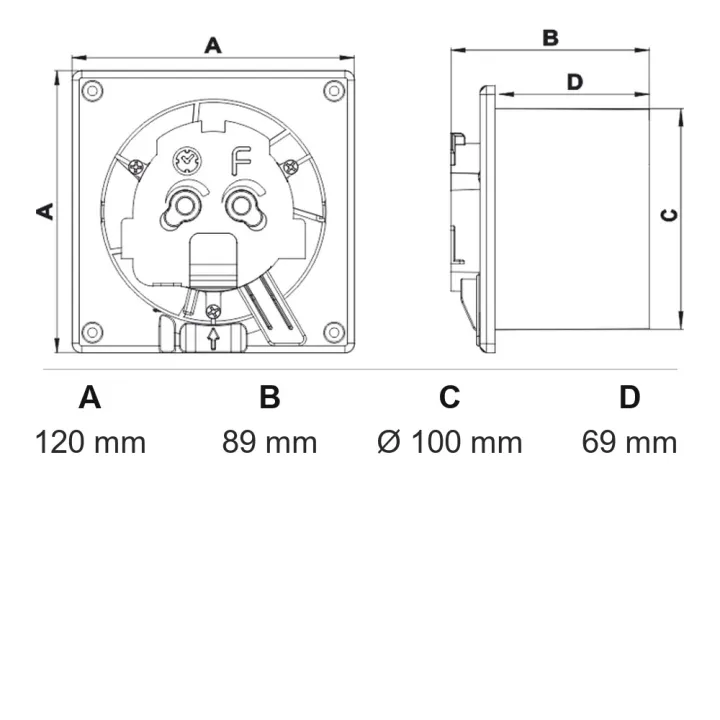 Aspiratore da bagno fi 100 con copertura in vetro