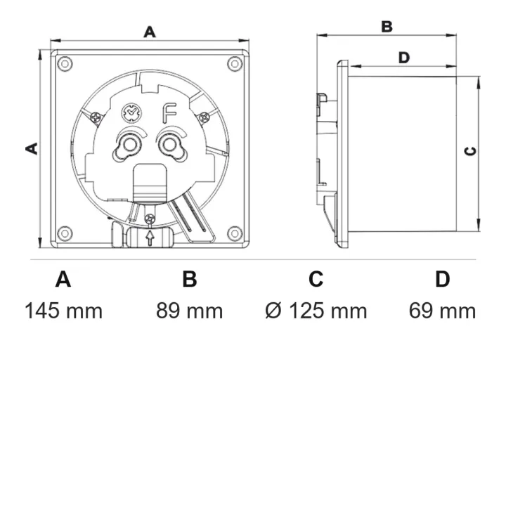 Aspiratore da bagno fi 125 con copertura in vetro