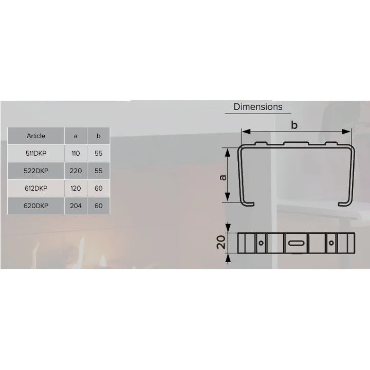 612DKP, Supporto per tubo rettangolare 60x120