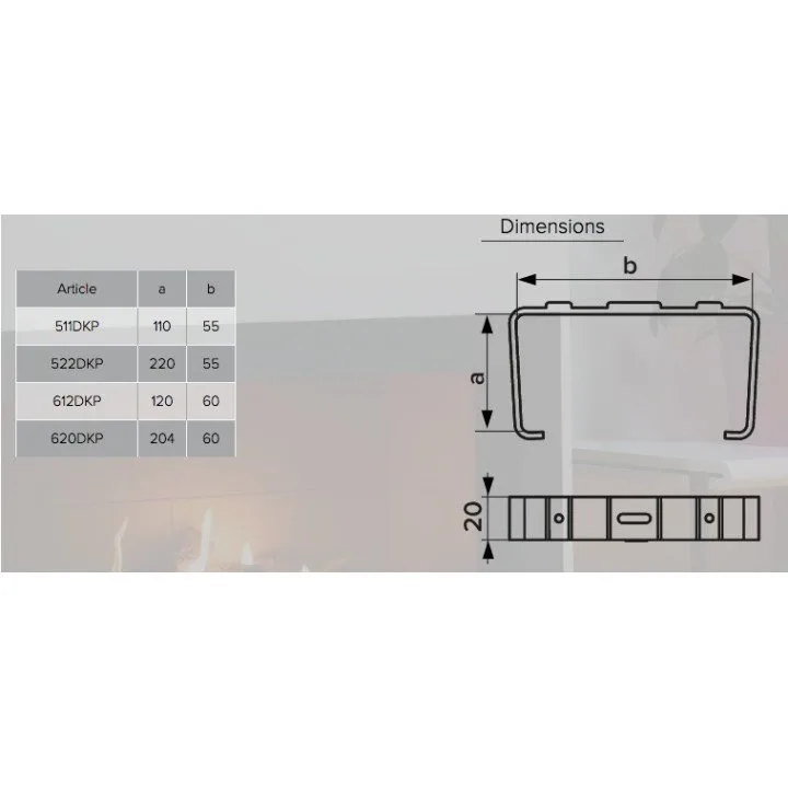 620DKP, Supporto per tubo rettangolare 60x204