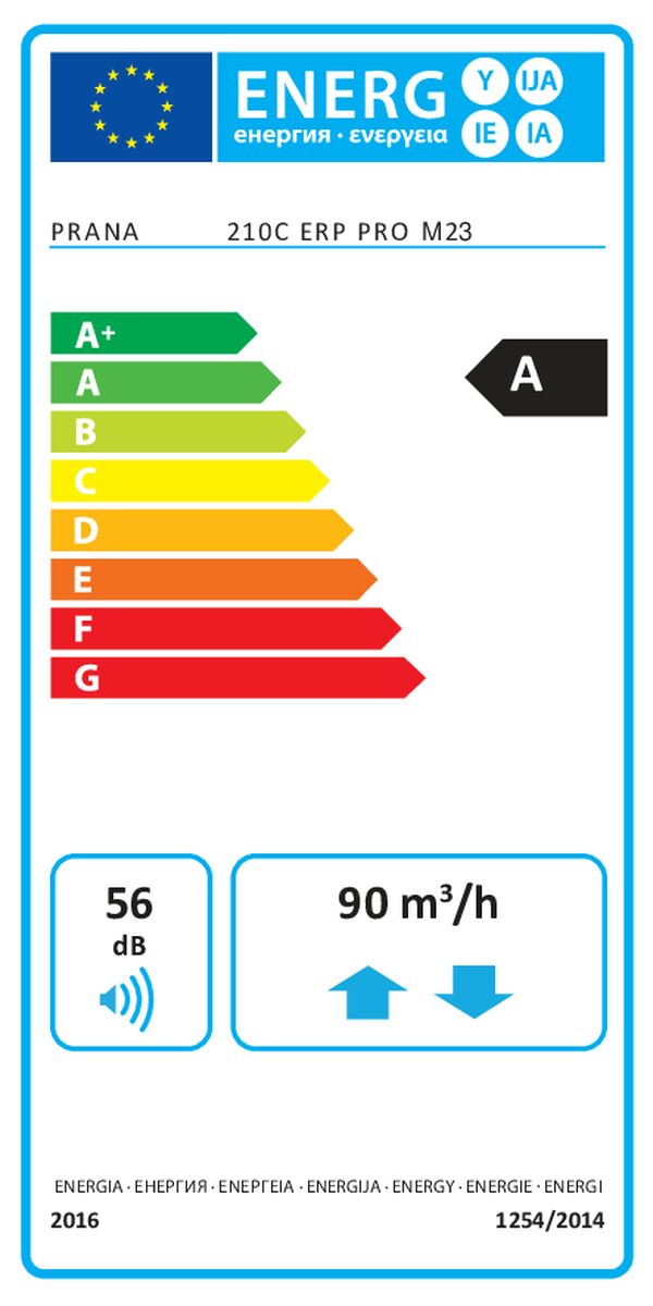 PRANA 210C ERP PRO – Etichetta energetica