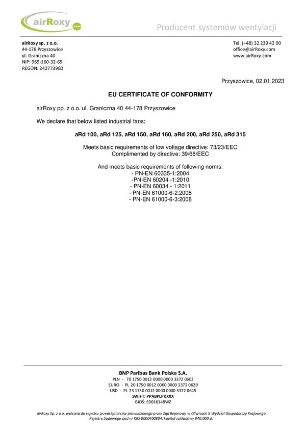 aRd - Dichiarazione di conformità