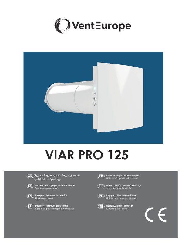 VIAR PRO 125 - Passaporto / Istruzioni per l'uso (multilingue)