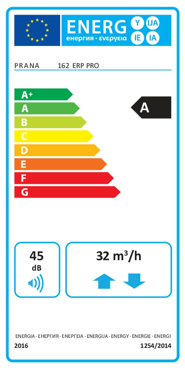 PRANA 162 ERP PRO – Etichetta energetica