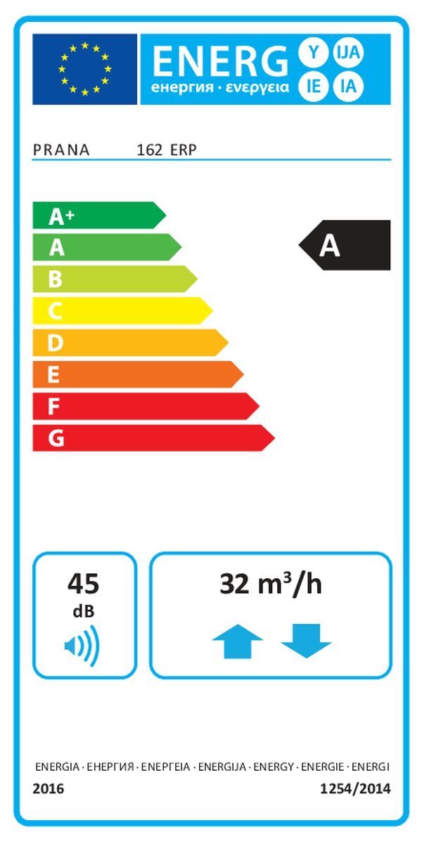 PRANA 162 ERP – Etichetta energetica