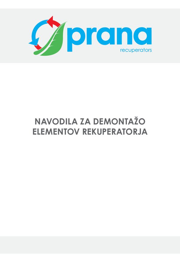 Recuperatori PRANA – Istruzioni di smontaggio